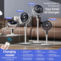 Electric Air Circulation Fan Floor Standing Fan with Night Light Shaking Head Silent Household Vertical Table Fan