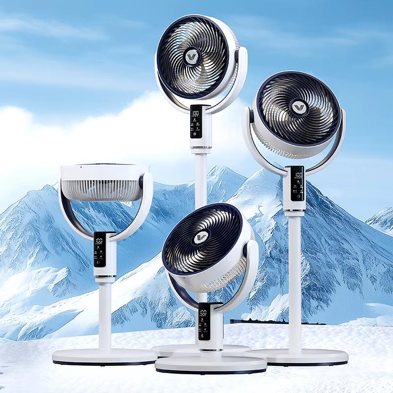 Electric Air Circulation Fan Floor Standing Fan with Night Light Shaking Head Silent Household Vertical Table Fan